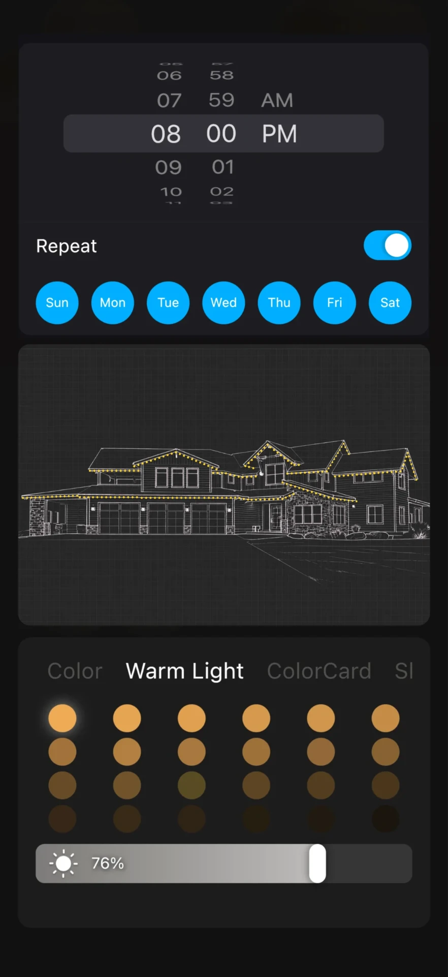 bluEmber app Schedule screen